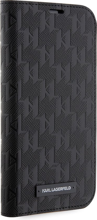 Étui iPhone 14 Pro Bookcase hoesje - Karl Lagerfeld - Zwart uni - Similicuir