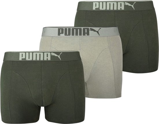 PUMA - Lot de 3 boxers lifestyle en coton suédé vert - XL