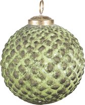 HAES DECO - Kerstbal - Formaat Ø 10x10 cm - Kleur Groen - Materiaal Glas - Kerstversiering, Kerstdecoratie, Decoratie Hanger, Kerstboomversiering