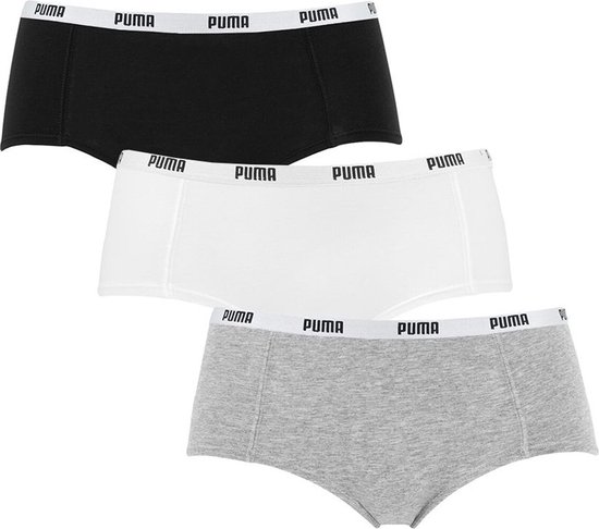 PUMA Ladies Mini Short Pack de 3 - Blanc / Gris / Noir - Taille M