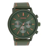 OOZOO Timepieces - Donker groene OOZOO horloge met donker groene leren band - C11206