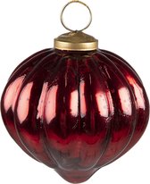 HAES DECO - Kerstbal - Formaat Ø 8x8 cm - Kleur Rood - Materiaal Glas - Kerstversiering, Kerstdecoratie, Decoratie Hanger, Kerstboomversiering