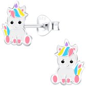 Joy|S - Zilveren baby pony eenhoorn oorbellen - multicolor - t33