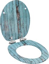 The Living Store Toiletbril - Oud hout design - Soft-close - MDF - Chroom-zinklegering - 42.5 x 35.8 cm - 43.7 x 37.8 cm - 28 x 24 cm - 5 cm hoog - Verstelbare scharnieren - Geschikt voor gangbare toiletpotten