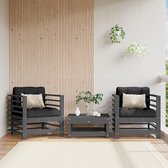 The Living Store Tuinstoelenset - Massief grenenhout - Grijs - 63.5x63.5x60 cm - Inclusief kussens - Set van 2
