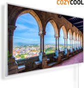 Infraroodpaneel met afbeelding | Uitzicht kasteel Leiria Portugal | 1200 Watt | Witte lijst | Infrarood verwarmingspaneel | Infrarood paneel | Infrarood verwarming