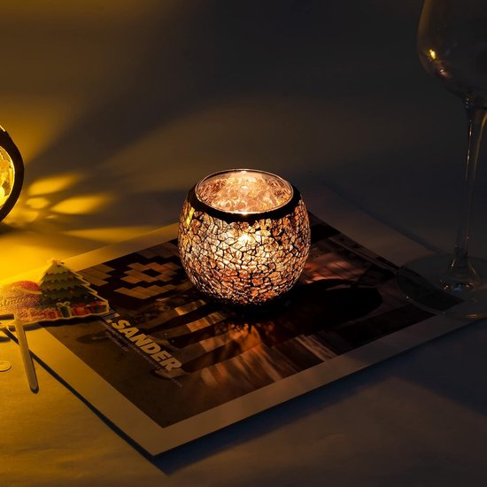6 Photophores En Verre Rond - Bougeoirs Votifs Rouges Pour Bougies Chauffe-plat - Décoration Noël, Mariage, Fête
