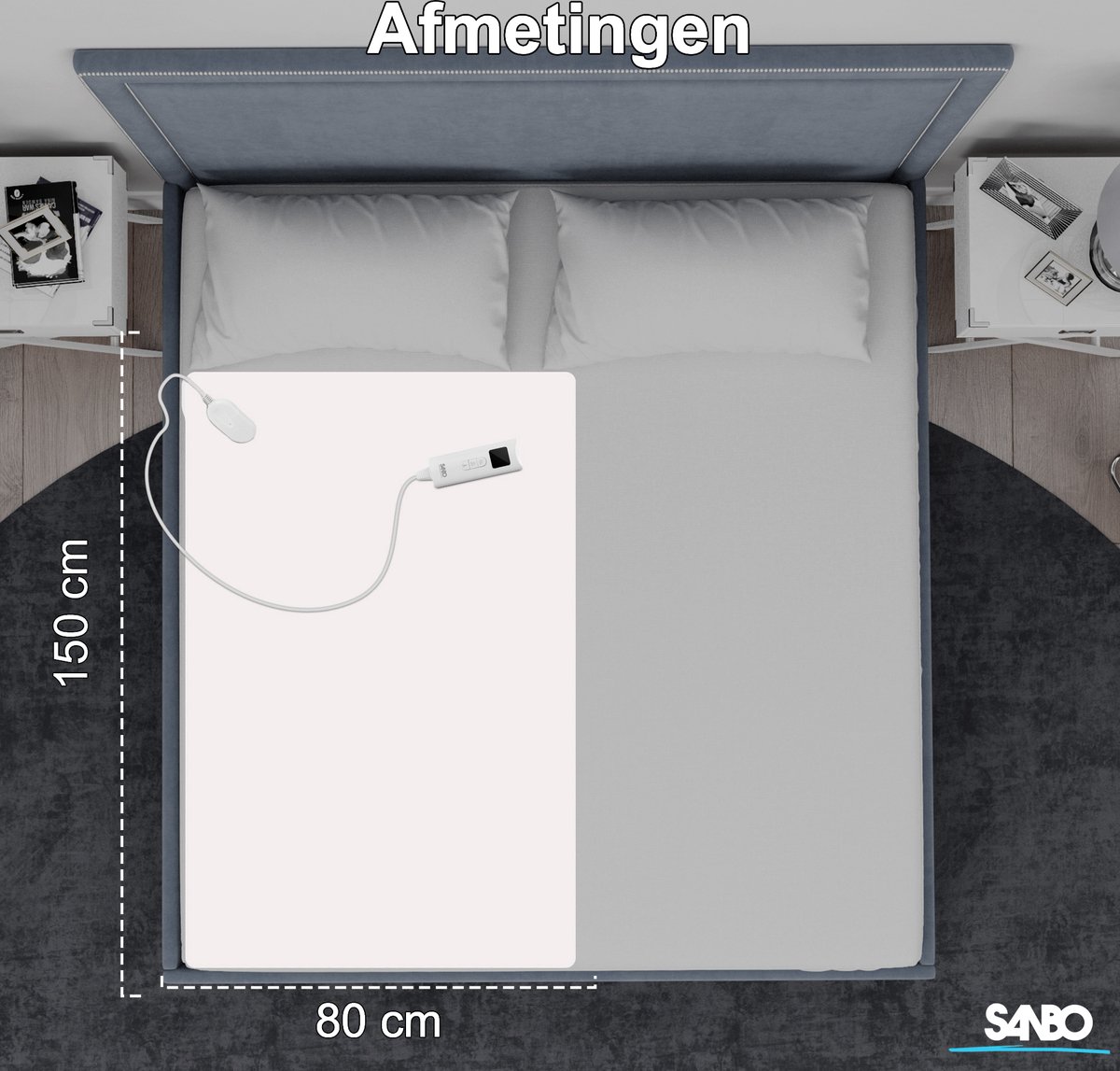Sanbo Elektrische Deken - Wasmachinebestendig - Onderdeken - 150 x 80 cm - 7 Standen - Met Hoekelastieken - 1 Persoons – foto 6