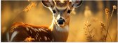 Poster Glanzend – Dier - Hert - Planten - Natuur - 60x20 cm Foto op Posterpapier met Glanzende Afwerking