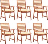 The Living Store Ensemble de chaises d'extérieur - Bois d'acacia - Coussins - 56x62x92 cm - Charme rustique