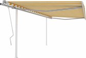 The Living Store Luifel - Handmatig uitschuifbaar - Polyester - 400x300cm - Geel en wit - Waterbestendig