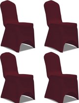 The Living Store Stoelhoes Stretch - Bordeaux - Geschikt voor stoelen tot 100 cm - 10% spandex - 4 stuks