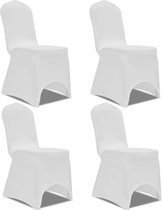 The Living Store Stoelhoezen - wit - geschikt voor diverse stoelen - 100 cm hoogte - stretchstof - 10% spandex - set van 4