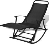 The Living Store Rocking Chair Lounge - 150 x 64 x 83 cm - Pliable - Acier/Textilène