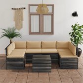 The Living Store Pallet Lounge Set - Grenenhout - Beige - Modulair Design - Set van 4 Middenbanken - 2 Hoekbanken - 1 Tafel - Afmetingen- 60 x 65 x 71.5 cm (B x D x H)