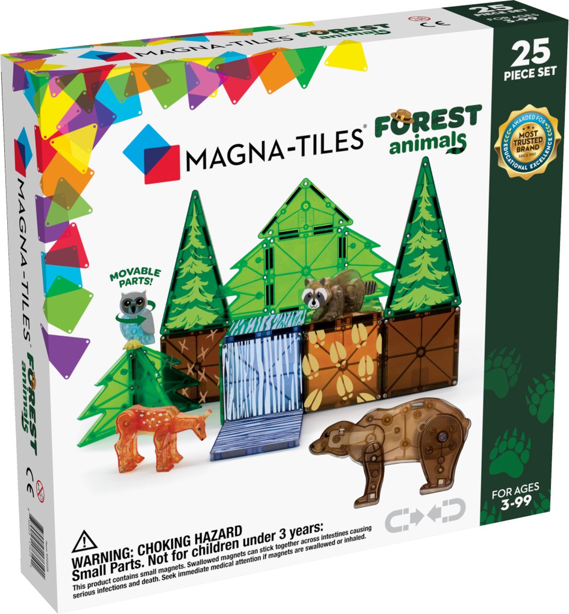 Magna Tiles - Bosdieren (forest) set - Magnetisch Speelgoed 25 stuks