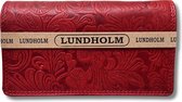 Lundholm portemonnee dames overslag rood met bloemenpatroon RFID safe - Leren portefeuille dames met anti-skim bescherming - vrouwen cadeautjes overslagportemonnee dames Rood