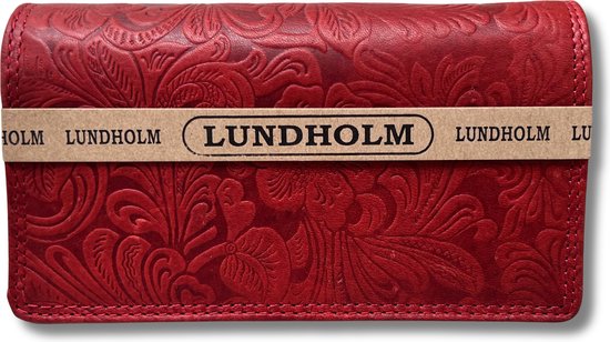 Lundholm portefeuille femme rouge avec motif floral coffre-fort RFID - Portefeuille en cuir pour femme avec protection anti-écrémage - portefeuille cadeau pour femme rouge