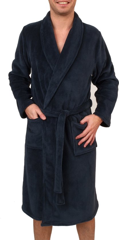 Outfitter heren Fleece Badjas - Winter Blue - S - Blauw