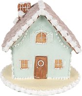 HAES DECO - Decoratief Romantisch Huisje - Formaat 13x13x12 cm - Kleur Blauw - Materiaal Polyresin - Kerstversiering, Kerstdecoratie, Decoratie Huis, Kerstdorp