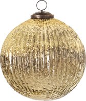 HAES DECO - Kerstbal - Formaat Ø 12x12 cm - Kleur Goudkleurig - Materiaal Glas - Kerstversiering, Kerstdecoratie, Decoratie Hanger, Kerstboomversiering