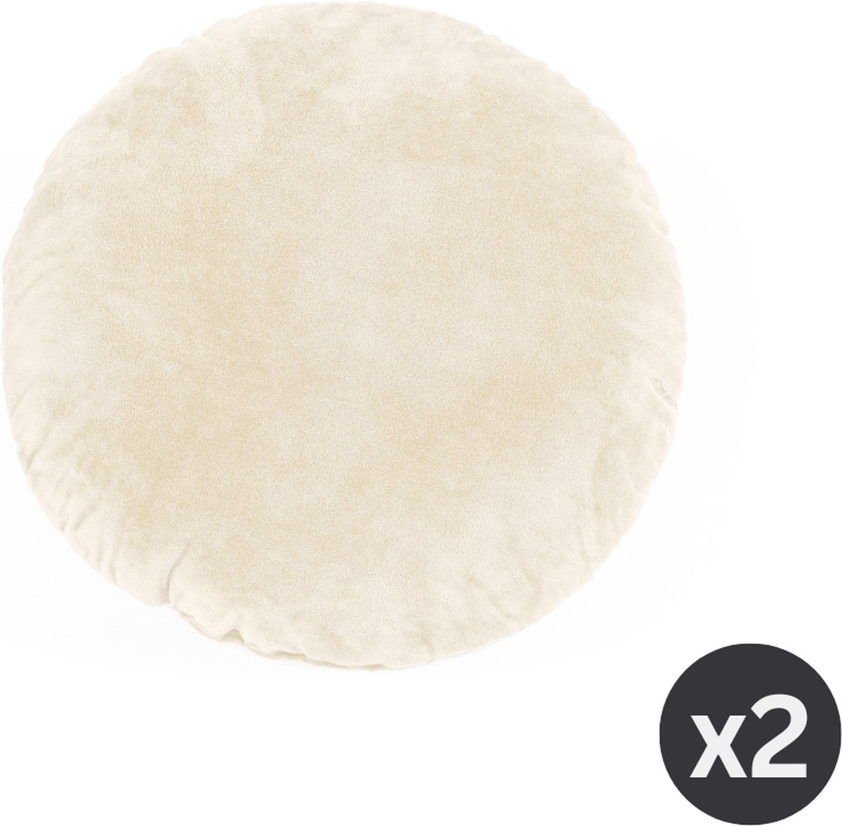 TISECO HOME STUDIO - Kussen (gevuld) - CRYSTAL VELVET - 100% polyester - Rond - 38 cm - Ivoor