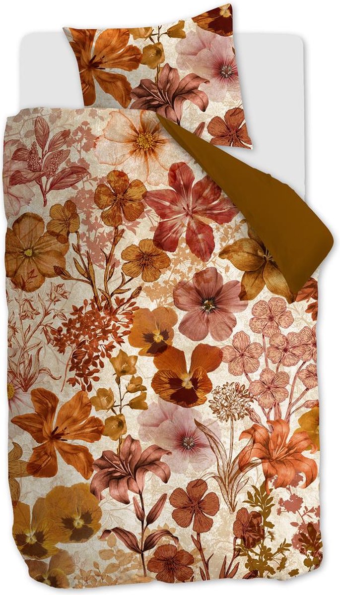 Beddinghouse Flora dekbedovertrek - Eenpersoons - 140x200/220 - Oker