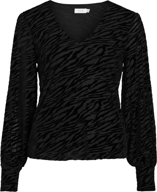 Vila T-shirt Vimaxa V-neck L/s Top 14089988 Black Dames Maat - L