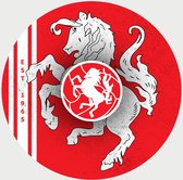 FC Twente Schilderij - Het Twentse Ros - Voetbal - Muurcirkel - Poster - Wanddecoratie op Aluminium (Dibond) - 40x40cm - Inclusief Gratis Ophangsysteem