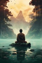 Buddha Poster | Meditatie Poster | Innerlijke Rust | Yoga Poster | Poster Boeddhisme | Reiki Poster | Massage Poster | Kunst Poster | 51x71cm | Woondecoratie | Muurposter | BY | Geschikt om in te lijsten