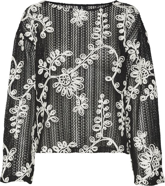 VERO MODA VMCLARA L/S O-NECK EMB TOP WVN POP2 Dames Top - Maat S