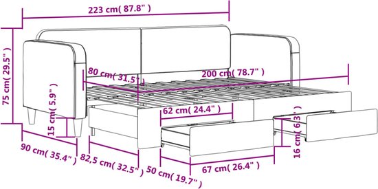 vidaXL-Slaapbank-met-onderschuifbed-en-lades-80x200-cm-stof-crèmekleur