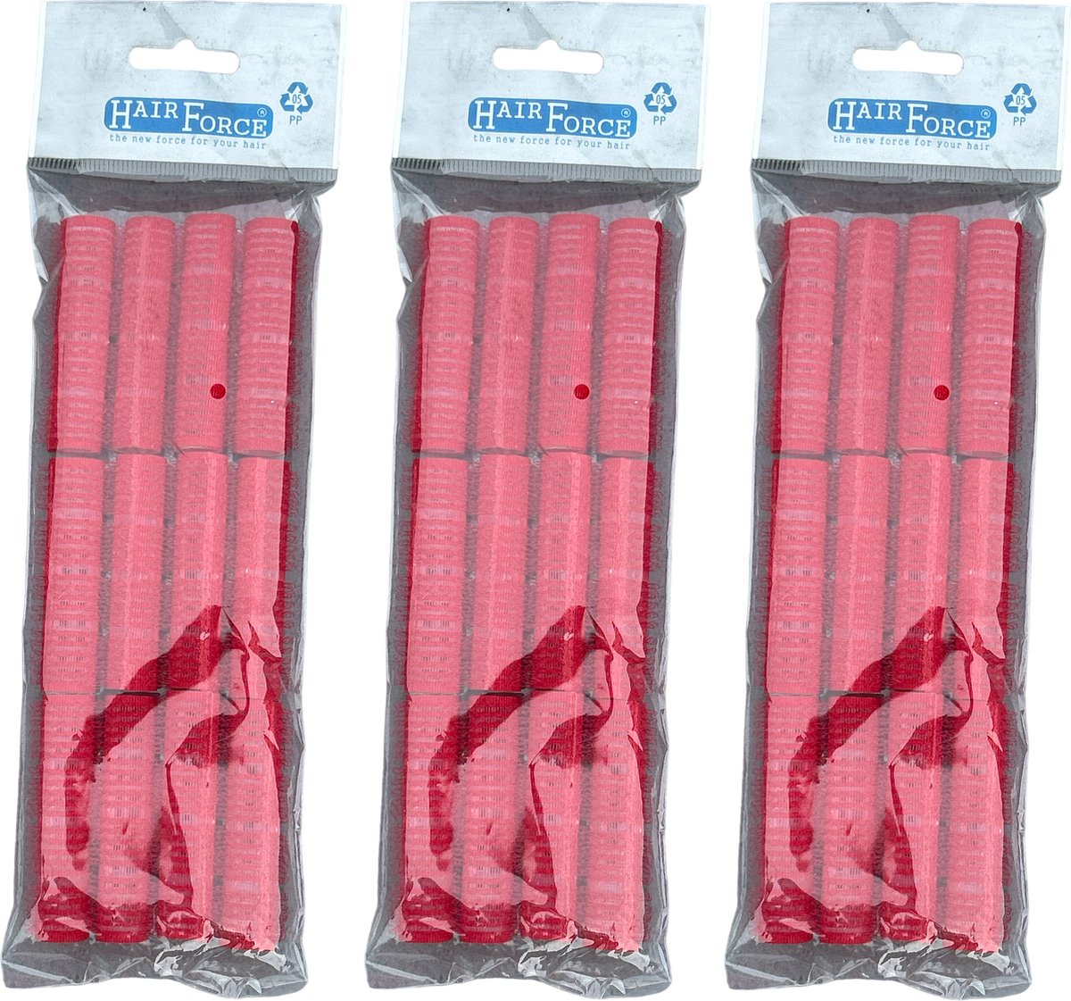 HairForce 13mm zelfklevende rode rollers 3x12 stuks