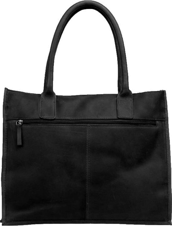 DSTRCT Sac pour ordinateur portable / Sac de travail / Porte-documents Femme - 15 pouces - Cuir - Preston Park - Zwart