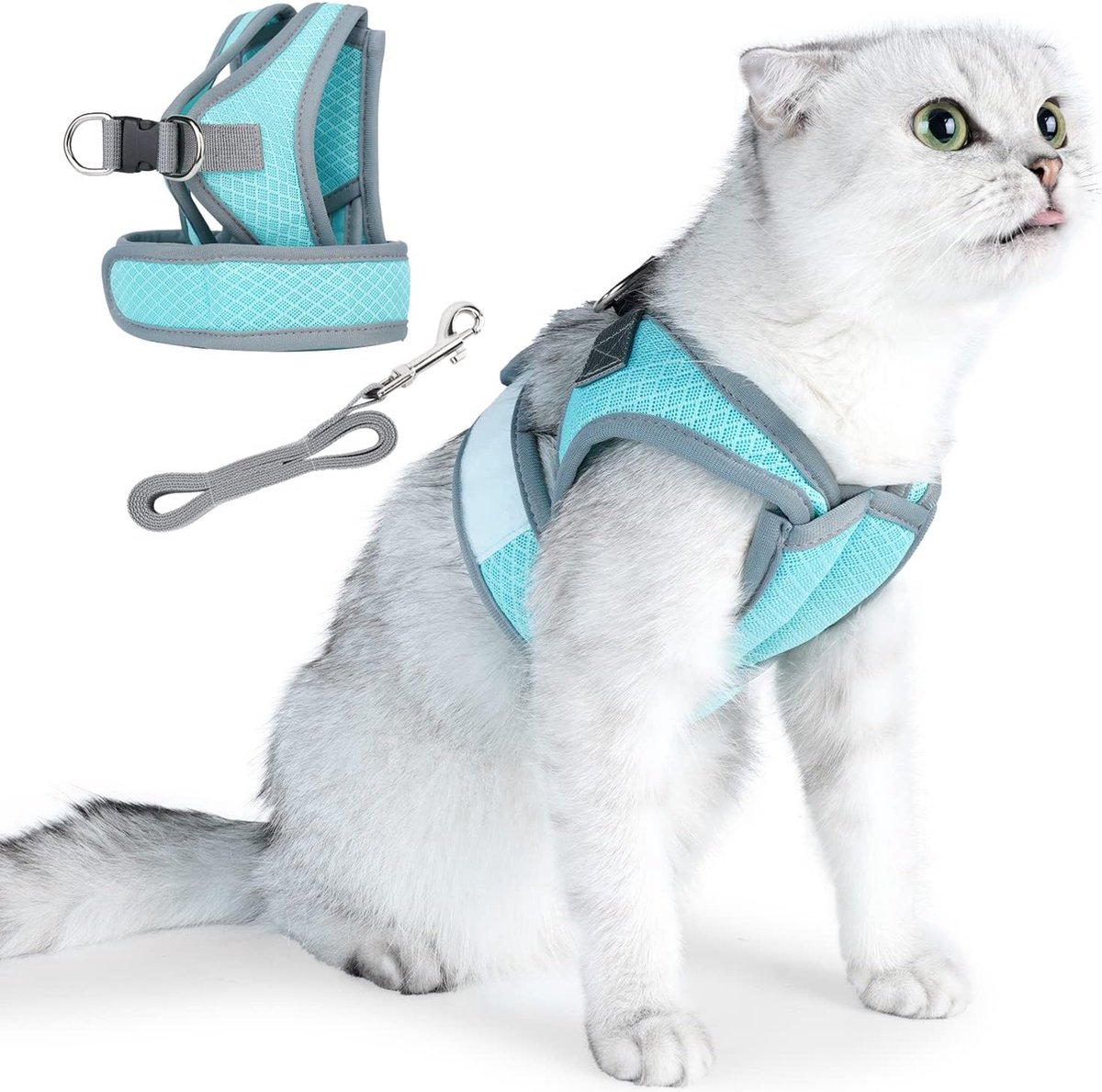 Step in Harnais et Laisse pour Chats (Bleu,L), Harnais pour Chats