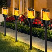 Lampes Solar étanches IP65 pour l'extérieur – Effet de flamme réaliste – Marche/arrêt automatique – Jardin, terrasse, balcon, pelouse – Lampes solaires torches