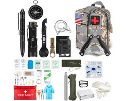 ResQKit Noodpakket - Survival Kit - Noodpakket voor Thuis - Camping Kit - Overlevingspakket - EHBO Kit - Camou - 45 verschillende items