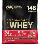 Bol.com Optimum Nutrition Gold Standard 100% Whey Protein - Double Rich Chocolate - Proteine Poeder - Eiwitshake - 4530 gram (14... aanbieding