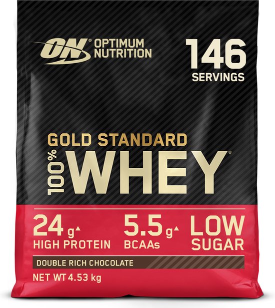Optimum Nutrition Gold Standard 100% Whey Protein - Double Rich Chocolate - Proteine Poeder - Eiwitshake - 4530 gram (146 servings)