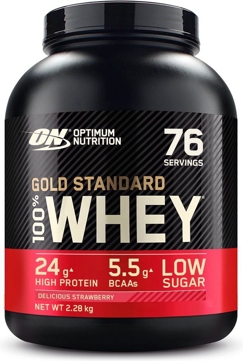 Goedkoopste Optimum Nutrition Gold Standard 100 Whey Protein - Delicious Strawberry - Proteine Poeder - Eiwitshake - 71 doseringen (2270 gram