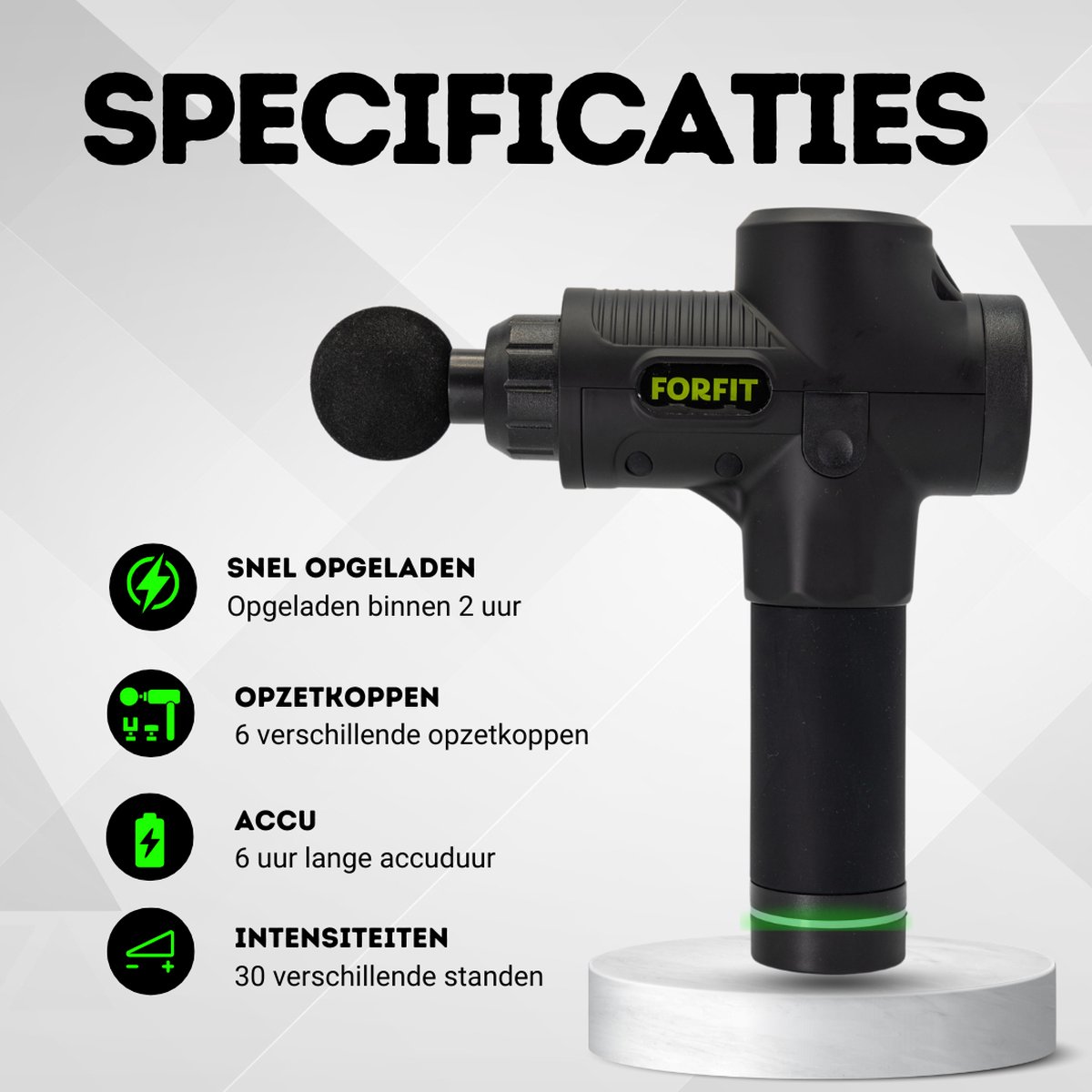 FORFIT Massage Gun Hot & Cold Draadloos met 30 Standen - afbeelding 2
