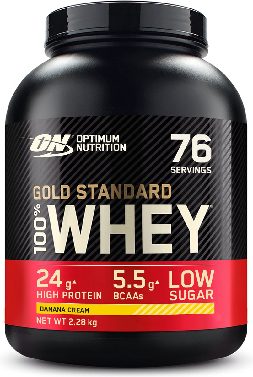 Goedkoopste Optimum Nutrition Gold Standard 100 Whey Protein - Banana Cream - Proteine Poeder - Eiwitshake - 71 doseringen (2270 gram