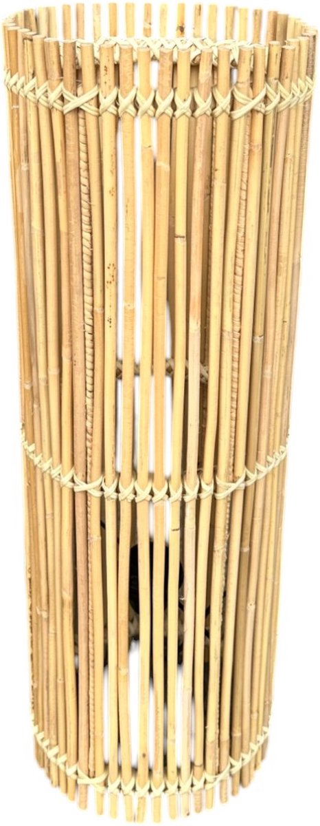 Rotan Lamp Cilinder - 20xH60 cm - tafellamp - vloerlamp - Naturel kleur - Bamboe