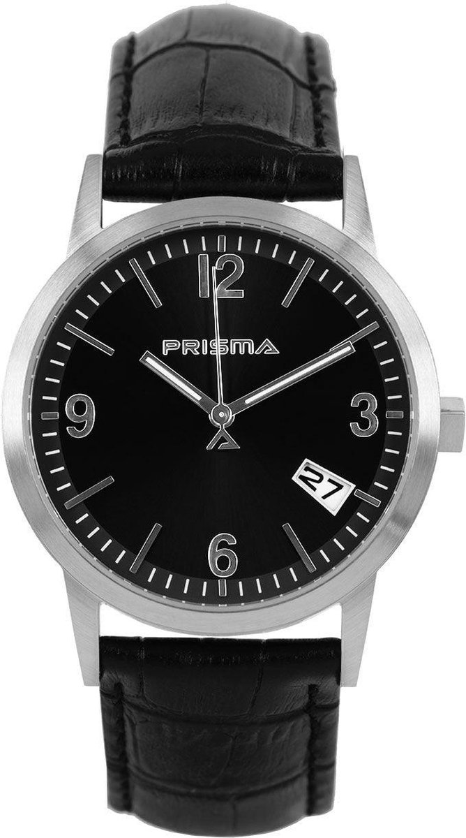 Prisma Herenhorloge P.2175 Lederen band Zilver