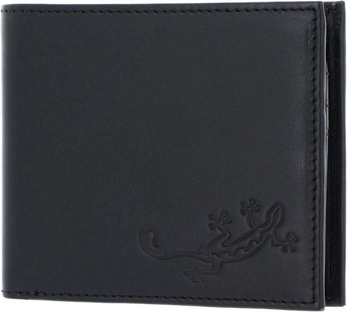 oxmox Leren portemonnee Leather Querscheinbörse Lizard Embossed Black zwart