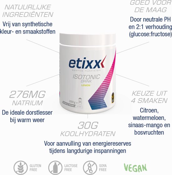 Etixx Isotonic Drink - Sports Nutrition - Sportdrank - 1000 gram - Limoen - 2:1 Glucose:Fructose - Neutrale PH - Extra Natrium van Etixx — afbeelding 5
