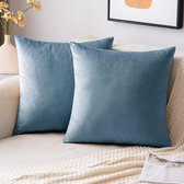 Fluwelen kussenhoezen, set van 2 stuks, 45 x 45 cm, 17 kleuren, extra