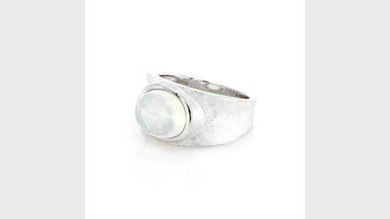 Cavill - Zilveren ring met 1,553 ct ovale Welo-opaal cabochon uit Ethiopië - 925 Sterling zilver - Brede moderne damesring - Luxe sieraden