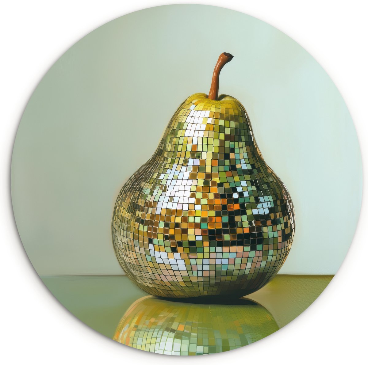 WallCircle Wandcirkel 30x30 cm - Muurcirkel Fruit - Disco - Art - Glitter - Muurdecoratie woonkamer - Wanddecoratie keuken - Kamer decoratie accessoires - Ronde schilderijen Disco - Peer