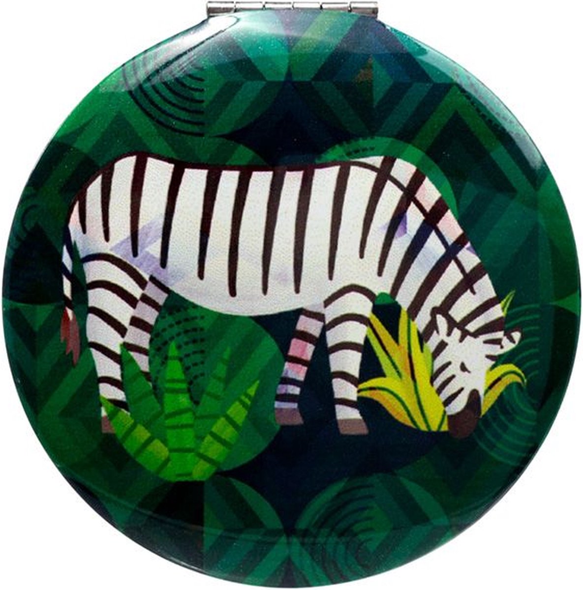Goedkoopste Spiegeltje Make-Up Compact Klep - Animals Kingdom - Dierenrijk - Zebra - 6.5x6.5x1cm